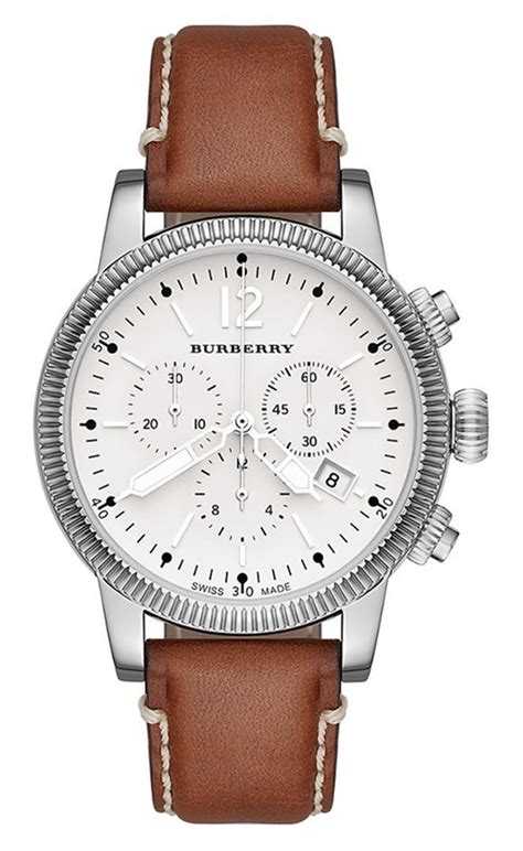 burberry watch men 16122 bu7817|Burberry The Utilitarian Mens Leather Chronograph Date Watch .